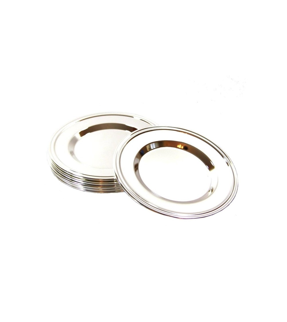 Soucoupes à pain rondes en argent anglais, ensemble de 6 pièces - Dessous de verre élégants et modernes fabriqués en Italie -
