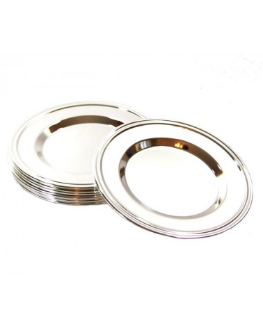 Round Bread Saucers in English Silver Set of 6 Pieces - Elegant and Modern Coasters Made in Italy -