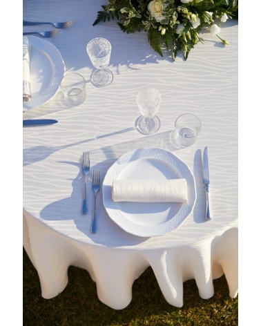 Elegant Solid Color Tablecloth - French Pattern - Ivory Color - Made in Italy -