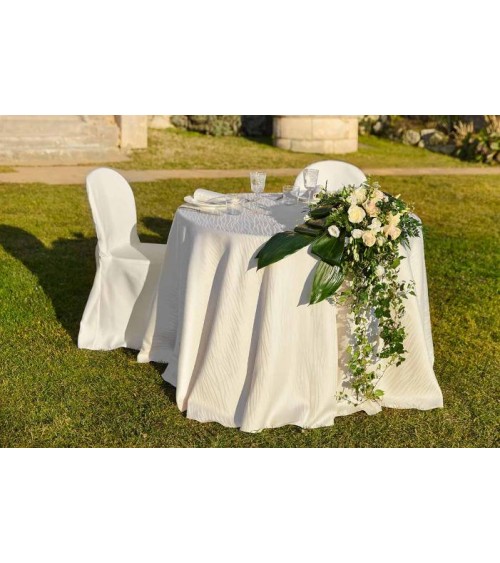 Elegant Solid Color Tablecloth - French Pattern - Ivory Color - Made in Italy -
