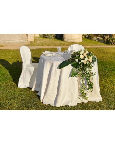 Elegant Solid Color Tablecloth - French Pattern - Ivory Color - Made in Italy -