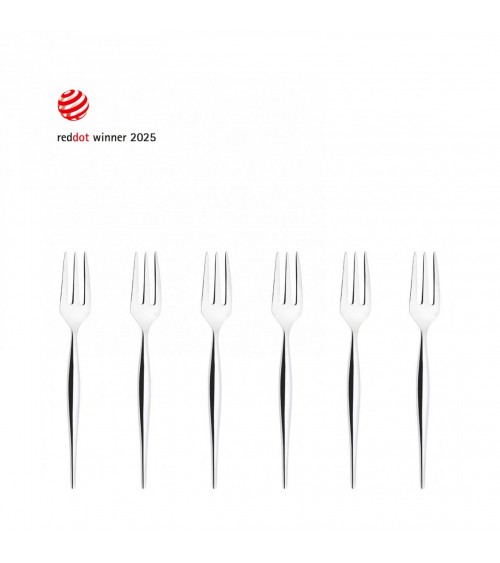 Set of 6 Dessert Forks "Essenze di Natura" by Casa Bugatti – Polished Steel on Modalyssa -