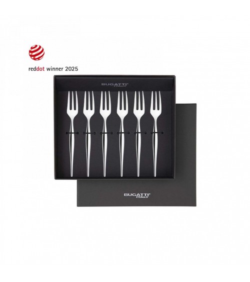 Set of 6 Dessert Forks "Essenze di Natura" by Casa Bugatti – Polished Steel on Modalyssa -