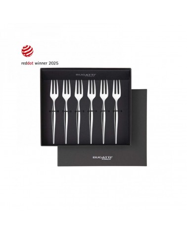 Set of 6 Dessert Forks "Essenze di Natura" by Casa Bugatti – Polished Steel on Modalyssa -