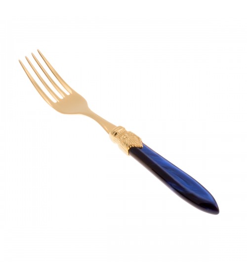 Forchetta Tavola Dorata - Laura Oro Pvd by Rivadossi Sandro – Lusso Made in Italy | Modalyssa - Colore Manico Blu