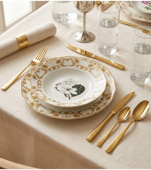 Flora Lux Servizio di Piatti 18 Pz Porcellana  Made in Italy -