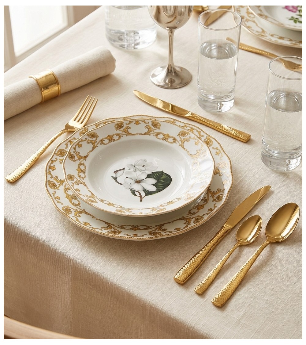 Flora Lux Servizio di Piatti 18 Pz Porcellana  Made in Italy -