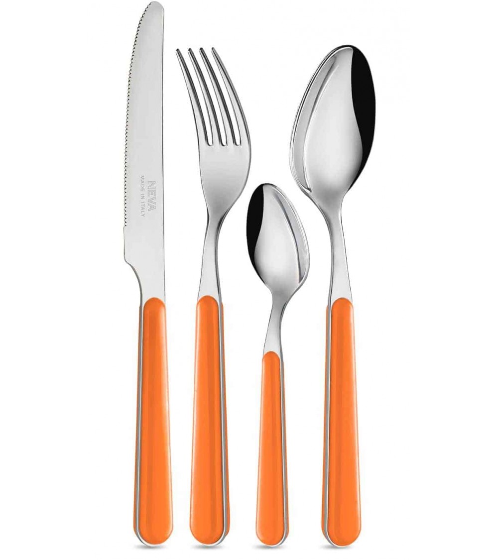 Bistrot Cutlery Neva Posateria Creativa - Stainless Steel and Orange Handle.