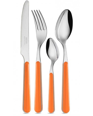 Bistrot Cutlery Neva Posateria Creativa - Stainless Steel and Orange Handle.