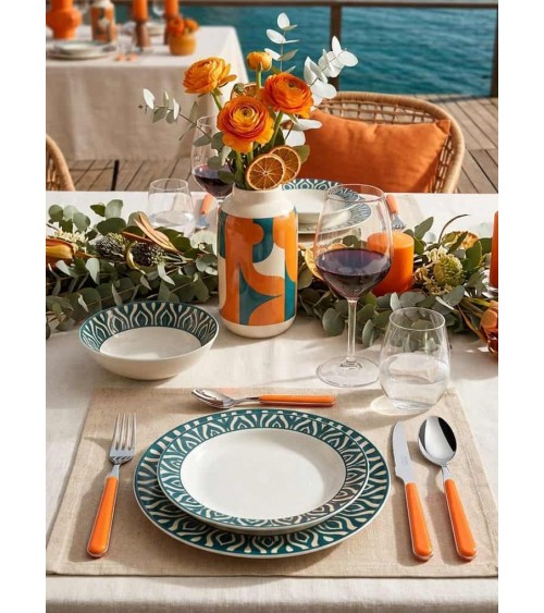 Image de l'ensemble - Ménagère 24 pièces Bistrot Neva Creative Cutlery - Couverts colorés pour 6 personnes - orange.