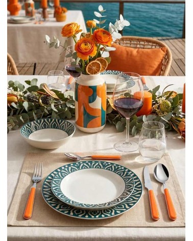 Set image - 24 Piece Cutlery Set Bistrot Neva Creative Cutlery - Colored Cutlery for 6 People - orange.