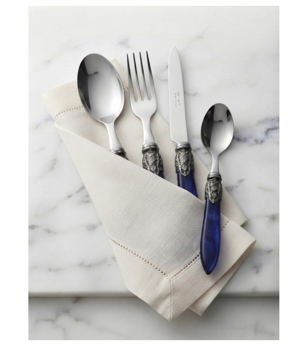 Eluxe - Servizio Posate 24 Pz in Acciaio Inox 18/10 con Manico Effetto Madreperla e Ghiera Vittoriale | Modalyssa - pearly blue