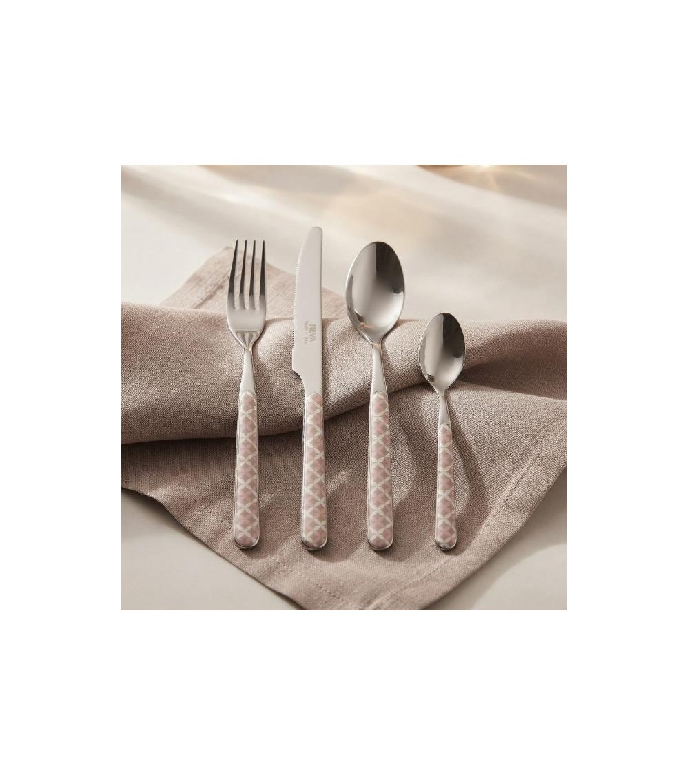 Ensemble de 24 couverts optiques modernes, taupe et rose | Couverts créatifs Neva -