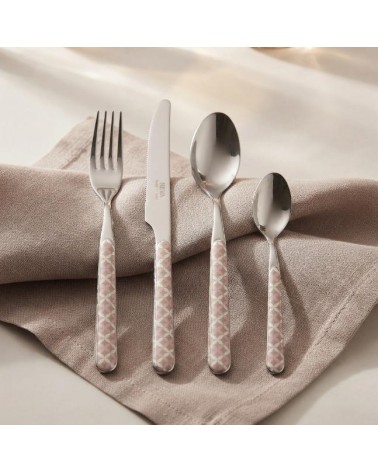 Ensemble de 24 couverts optiques modernes, taupe et rose | Couverts créatifs Neva -