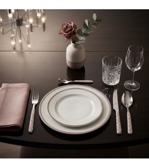Ensemble de 24 couverts optiques modernes, taupe et rose | Couverts créatifs Neva -