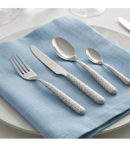 Set 24 Pezzi Posate Colorate Moderne Optical Tortora e Azzurro | Neva Posateria Creativa - 