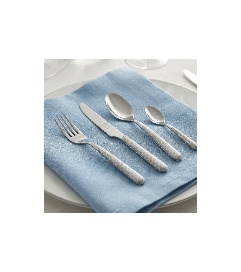 Set 24 Pezzi Posate Colorate Moderne Optical Tortora e Azzurro | Neva Posateria Creativa - 