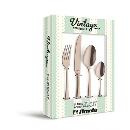 Gold PVD Stainless Steel Cutlery Set 24Pcs - Austin - Amefa -  - 