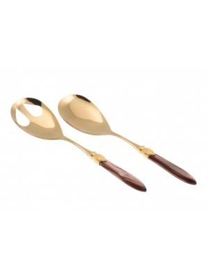 Luxury Cutlery - Laura Gold - Set 2pcs salad - Rivadossi Sandro - brown