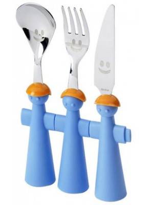 Rivadossi children's cutlery puppets - Spoon, Fork and Knife - bluesky