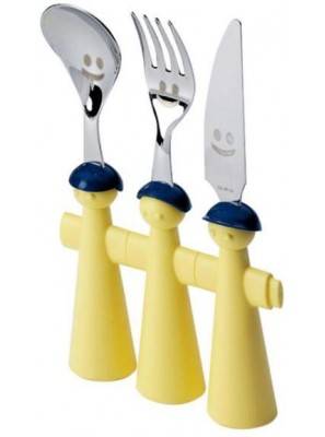 Rivadossi children's cutlery puppets - Spoon, Fork and Knife - yellow