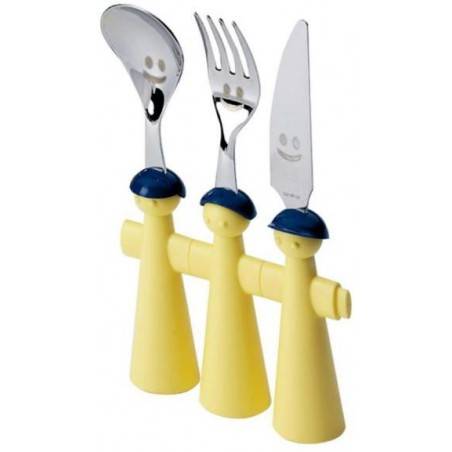 Rivadossi children's cutlery puppets - Spoon, Fork and Knife - yellow