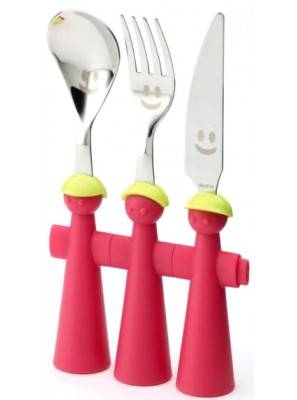 Rivadossi children's cutlery puppets - Spoon, Fork and Knife - pink