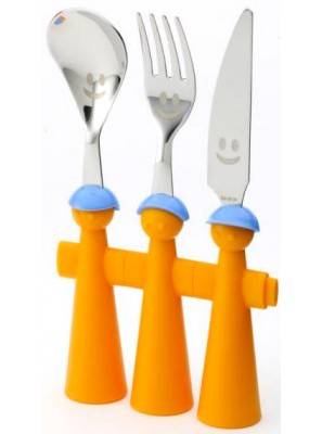 Rivadossi children's cutlery puppets - Spoon, Fork and Knife - orange