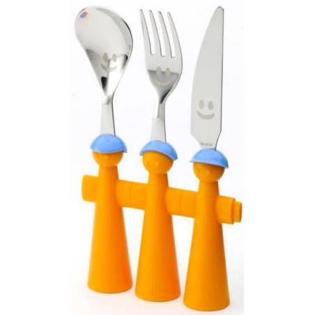 Rivadossi children's cutlery puppets - Spoon, Fork and Knife - orange