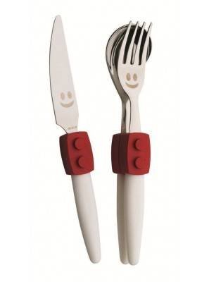 3-teiliges italienisches Besteckset für Kinder - Click (Lego-Stil) Rivadossi Sandro - 