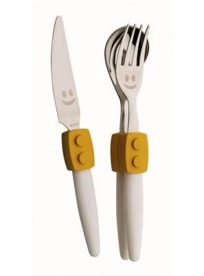 3-teiliges italienisches Besteckset für Kinder - Click (Lego-Stil) Rivadossi Sandro - 