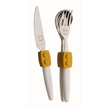 3-teiliges italienisches Besteckset für Kinder - Click (Lego-Stil) Rivadossi Sandro - 