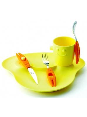 Set 5PZ Kinderpappa - Gericht, Glas und Besteck - Party - Rivadossi -