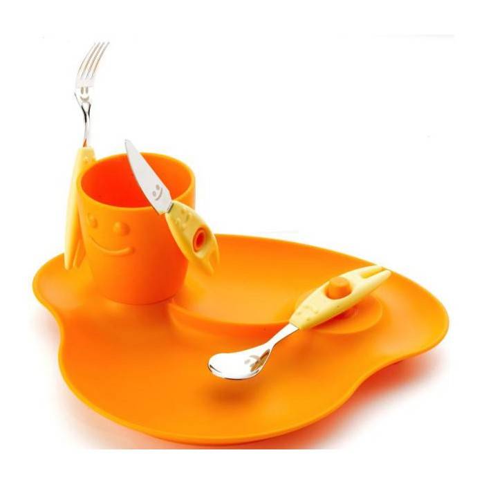 Set 5PZ Kinderpappa - Gericht, Glas und Besteck - Party - Rivadossi -