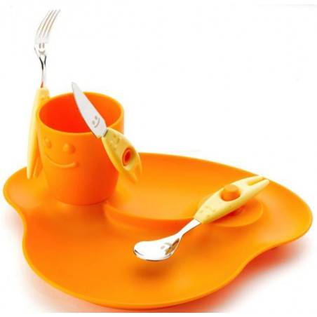 Set 5PZ Kinderpappa - Gericht, Glas und Besteck - Party - Rivadossi -