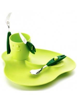 Set 5PZ Kinderpappa - Gericht, Glas und Besteck - Party - Rivadossi -