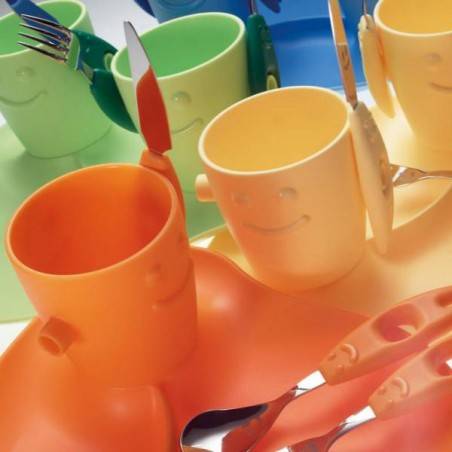 Set 5PZ Kinderpappa - Gericht, Glas und Besteck - Party - Rivadossi -