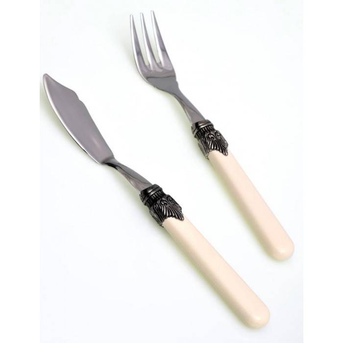 Classic forchetta e coltello pesce - colore avorio - posate country chic - Shabby chic