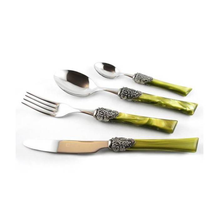 Syrah - Rivadossi Sandro 彩色餐具套装 24 件，适合六人 - 意大利制造 -