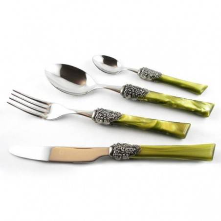 Syrah - Rivadossi Sandro 彩色餐具套装 24 件，适合六人 - 意大利制造 -