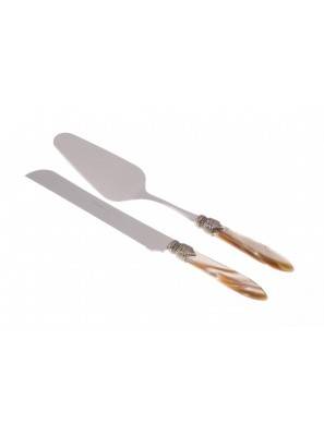 Laura 餐具套装 2 件套蛋糕铲和刀 - Rivadossi 珍珠手柄 -