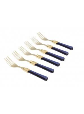 Luxury cutlery - Vittoria Gold cake forks blue