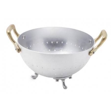 Aluminum colander with two brass handles - Rivadossi Sandro - Made in Italy -  - 