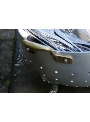 Passoire en aluminium avec deux anses en laiton - Rivadossi Sandro - Fabriquée en Italie - 1