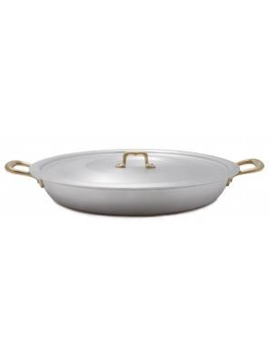 Paellera: Professional Pan In Aluminum 2 Handles Brass With Lid