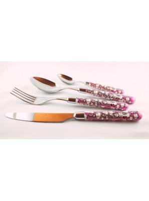 Rivadossi 彩色餐具 - 不锈钢 - 柳色餐具 24 件 - 粉色 -