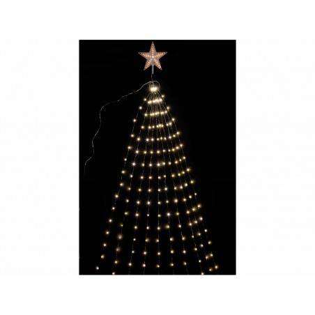 Embout en forme d'étoile pour arbre de Noël avec chute d'eau à 10 fils et 180 LED blanches chaudes - 
