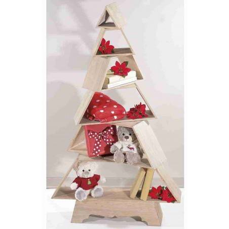 Modern Christmas Tree in Natural Wood and Shelves -  - 