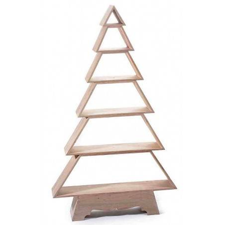 Modern Christmas Tree in Natural Wood and Shelves -  - 