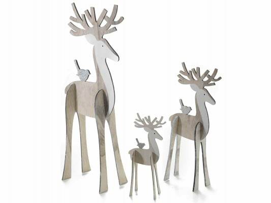 Set of 3 Wooden Reindeers Christmas Decoration -  - 